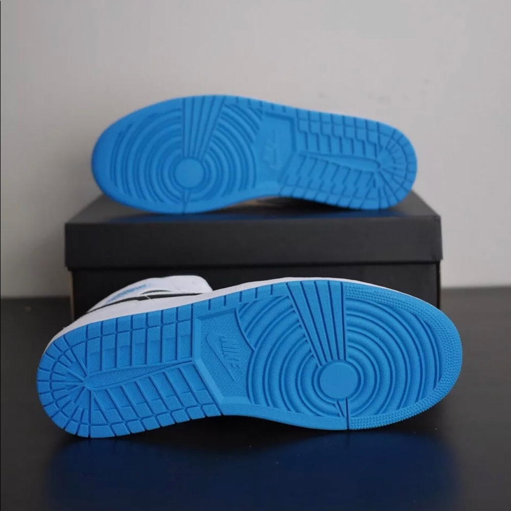 Nike Air Jordan 1 Mid Men’s White/Laser Blue-Black - Picture 4 of 12